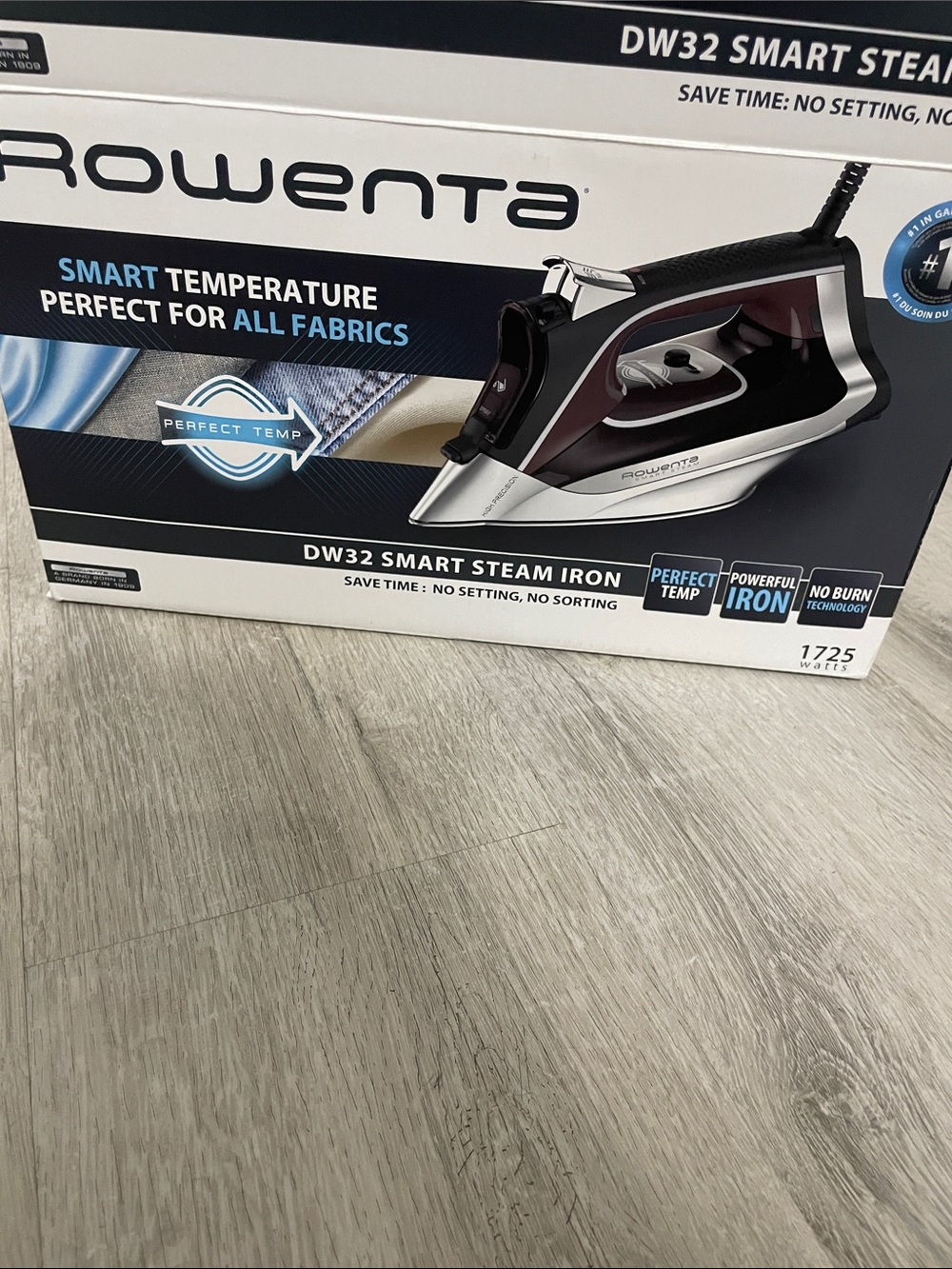 Rowenta DW32 Smart Steam Iron - Black and Silver